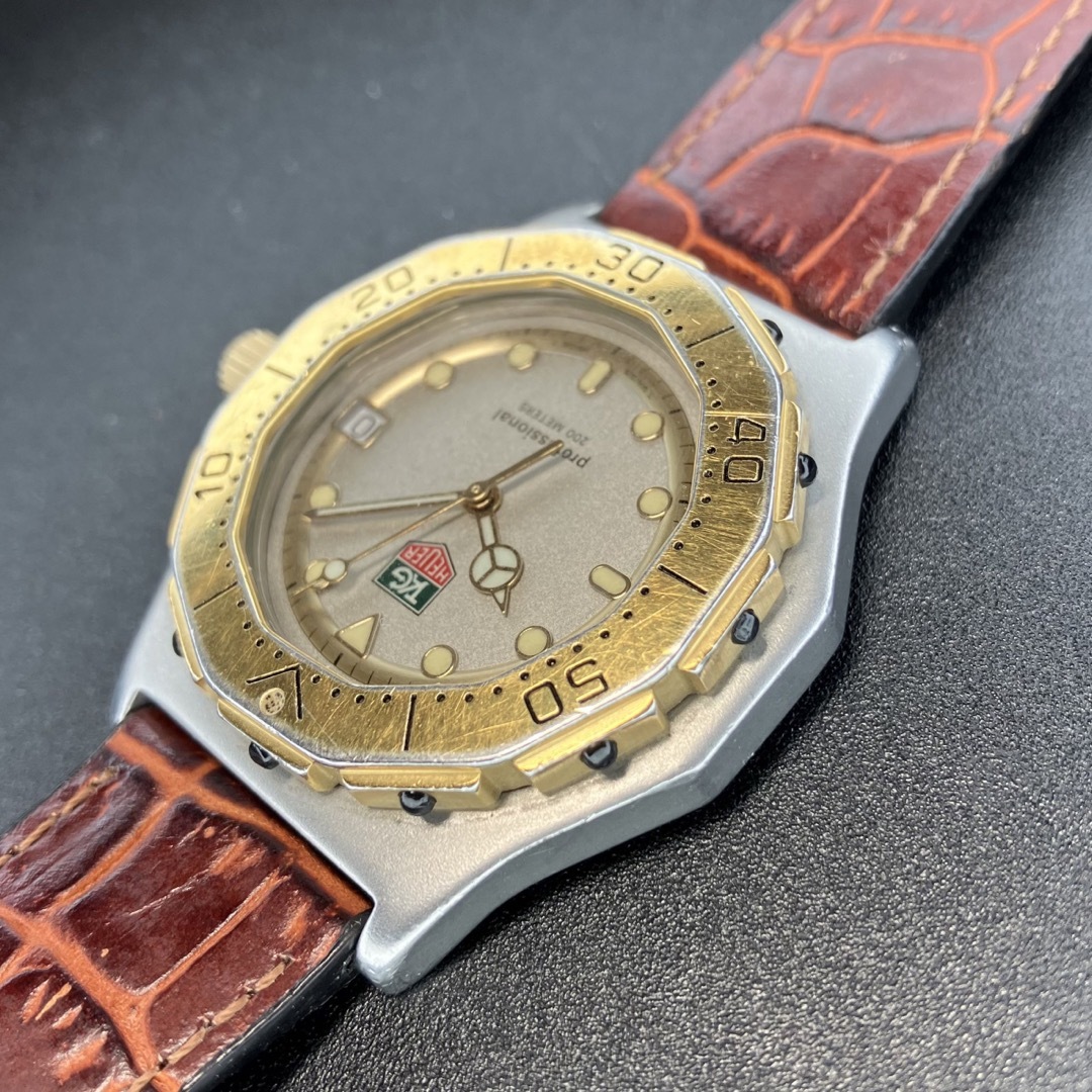 【正規品 可動】 タグホイヤー メンズ腕時計 ゴールド 3000シリーズ レザー