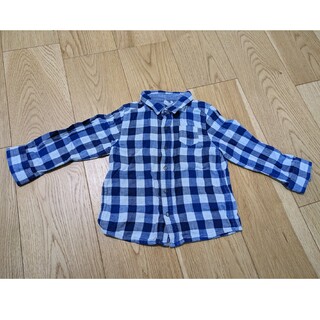プチバトー(PETIT BATEAU)のプチバトー　ブルー　チェックシャツ　95cm(Tシャツ/カットソー)
