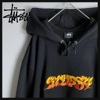 ステューシー(STUSSY)の【ファイヤーデザイン☆XLサイズ☆未使用】ステューシー 刺繍ロゴ パーカー(パーカー)