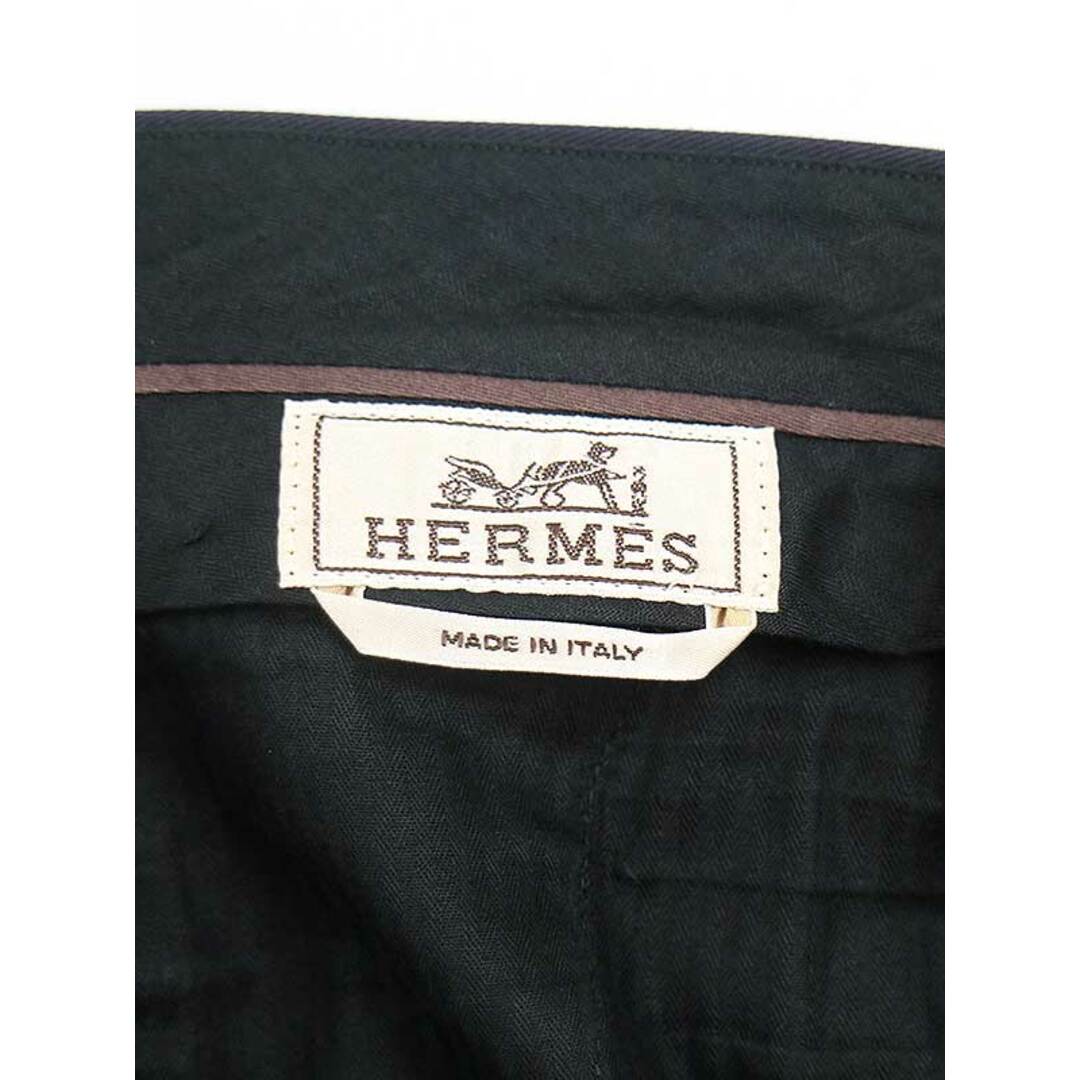 HERMES エルメス サイドラインコットンスラックスパンツ ネイビー 38 2