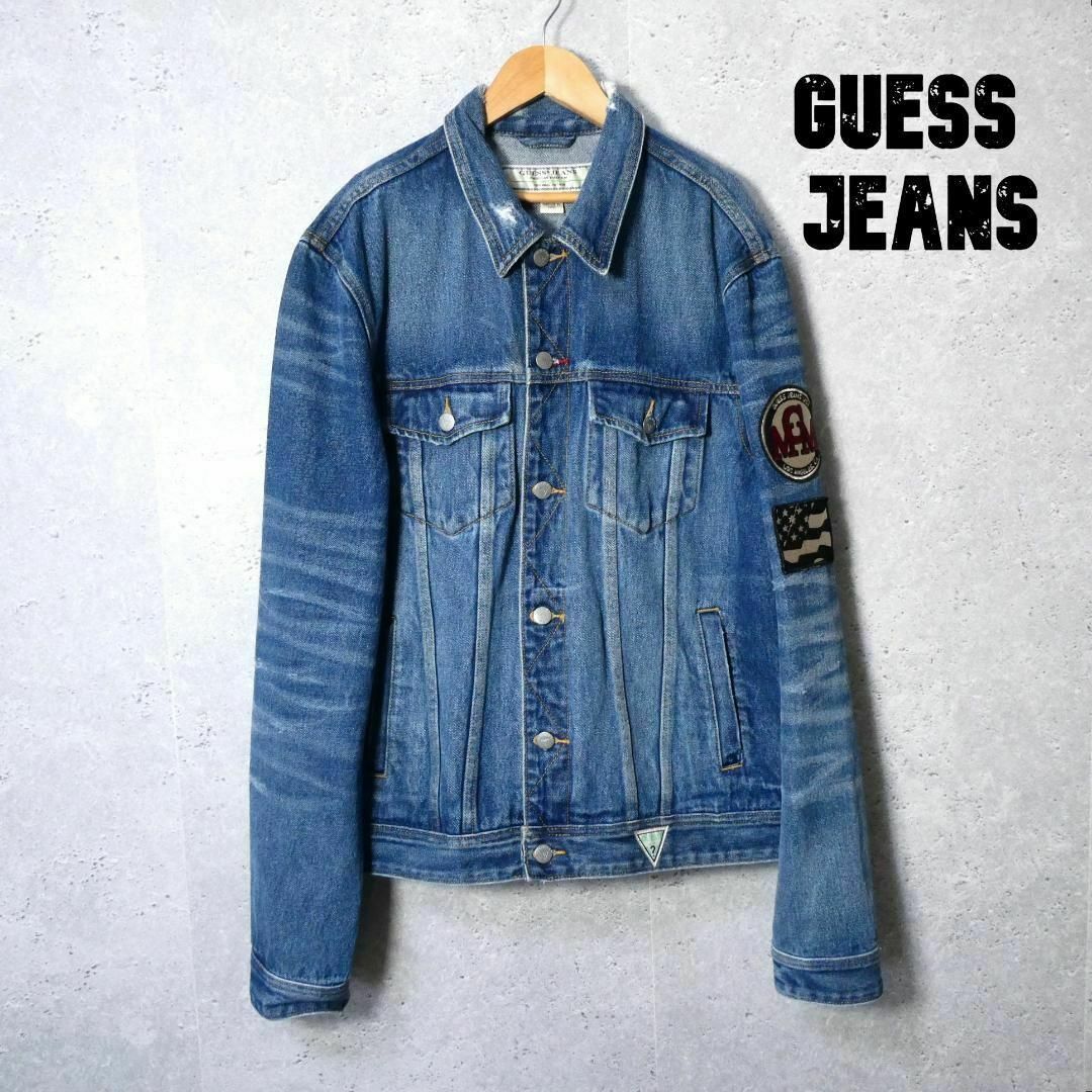 GUESS - 美品 GUESS JEANS バック刺繍 ロゴ ダメージ加工 デニム