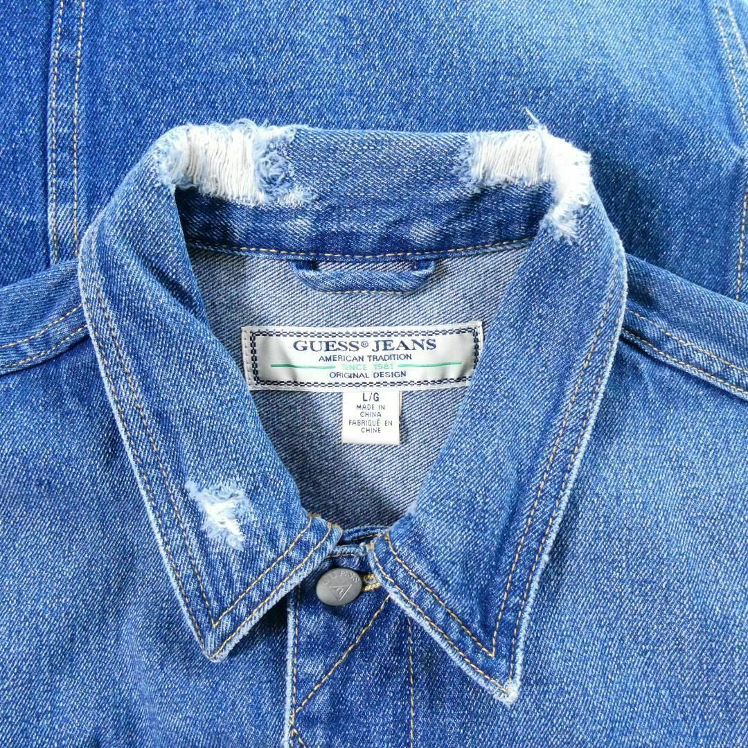 GUESS - 美品 GUESS JEANS バック刺繍 ロゴ ダメージ加工 デニム