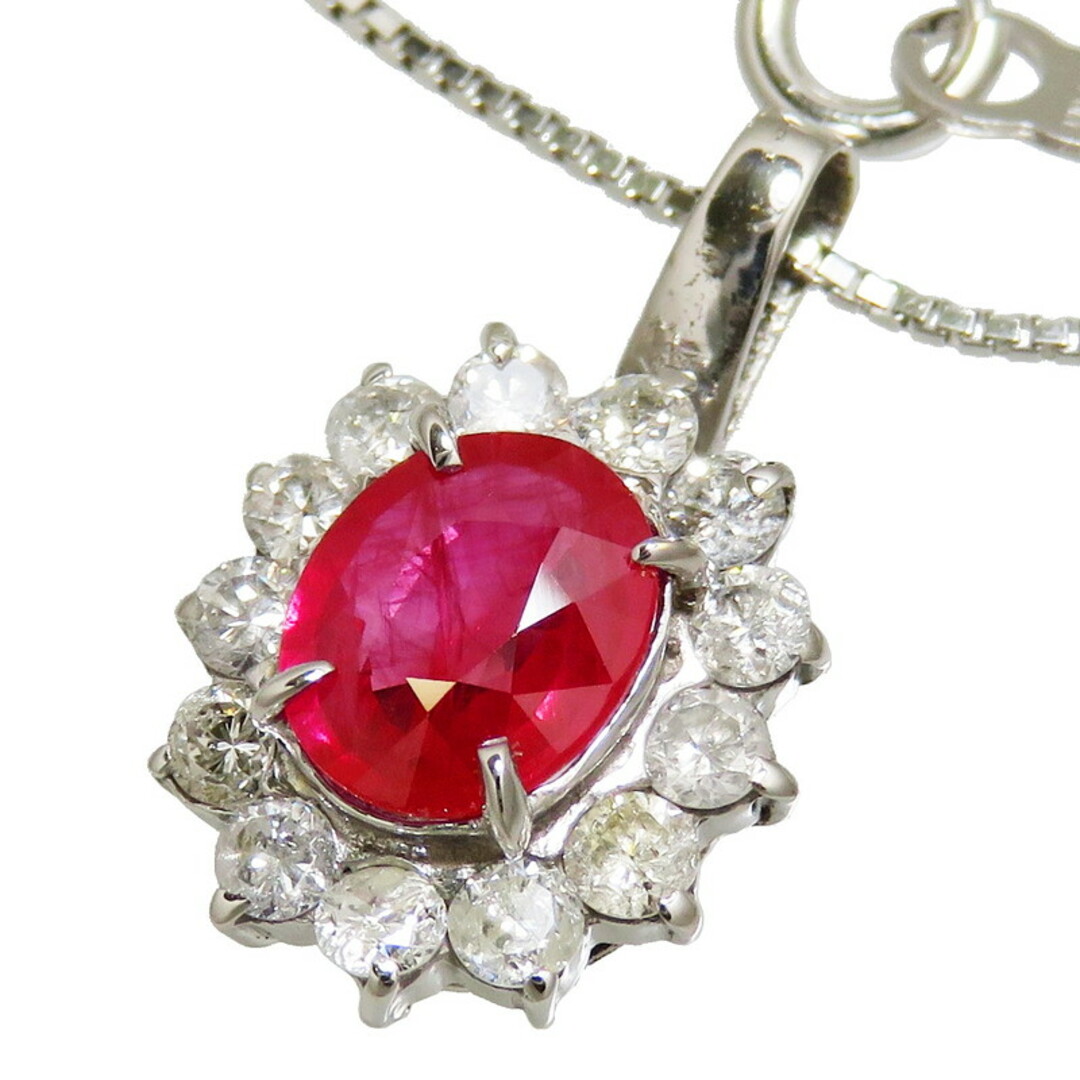 ネックレス K18WG ルビー-