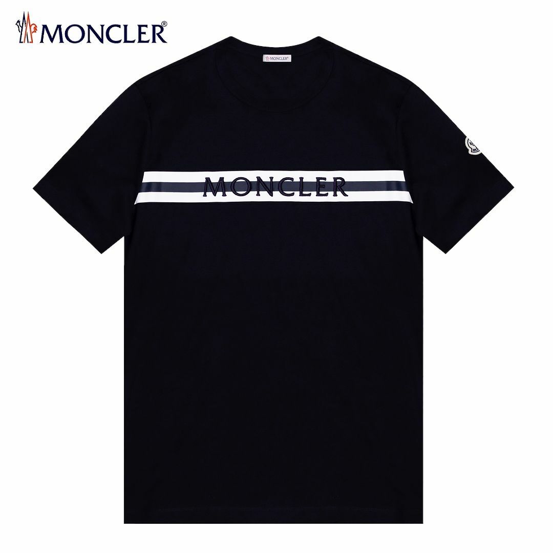 送料無料 185 MONCLER モンクレール 8C00001 8390T ネイビー Tシャツ ロゴ 半袖 size L