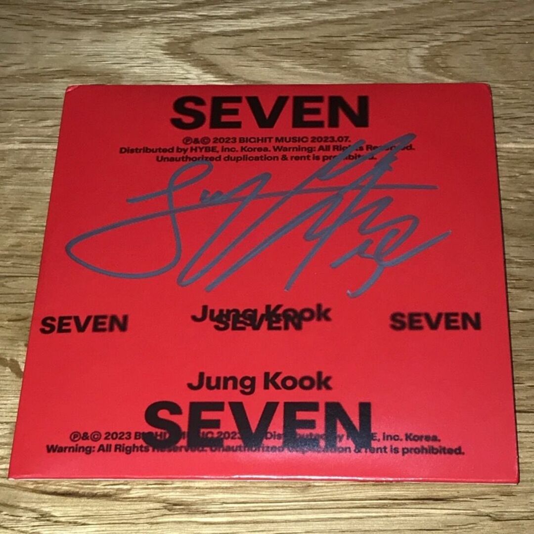 ジョングク(BTS) 直筆サイン「SEVEN」CD(アメリカ限定発売品)