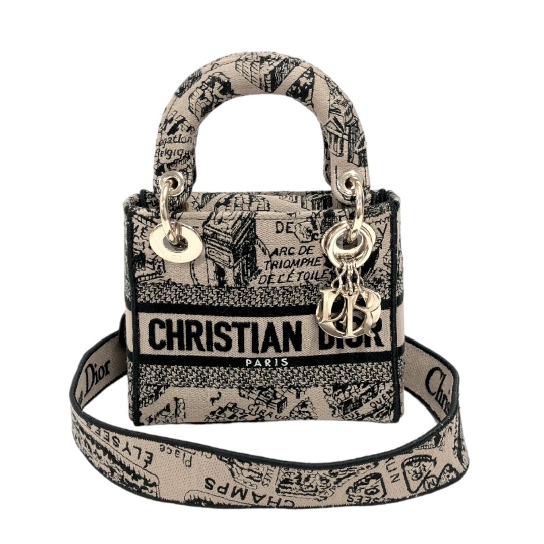 約8cmショルダークリスチャン・ディオール Christian Dior レディディーライトミニ Plan de Paris M0500OOMP ブラウン ゴール金具 キャンバス レディース ハンドバッグ