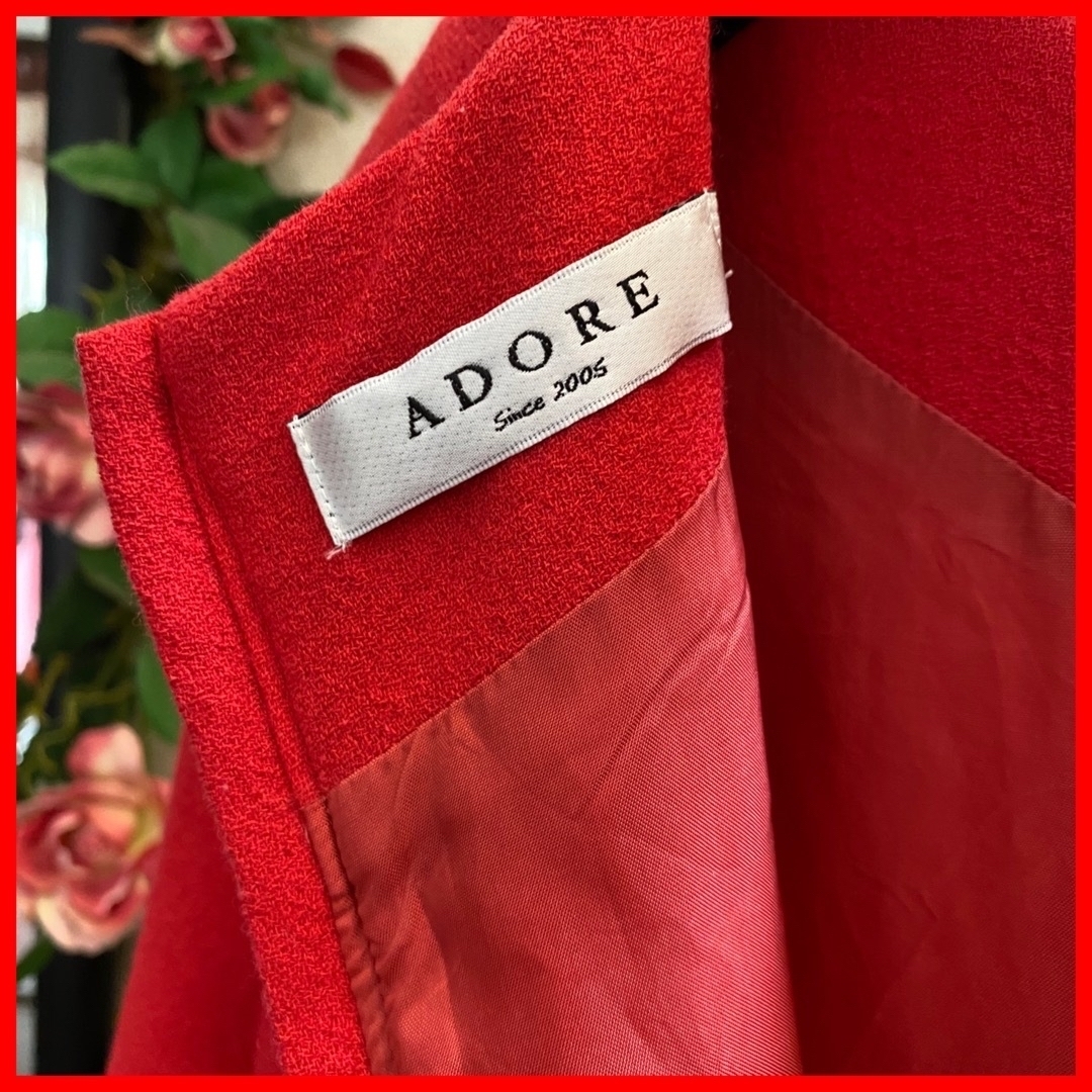 ADORE(アドーア)の最終お値下げ‼️ ADOR ワンピース　赤 レディースのワンピース(ひざ丈ワンピース)の商品写真