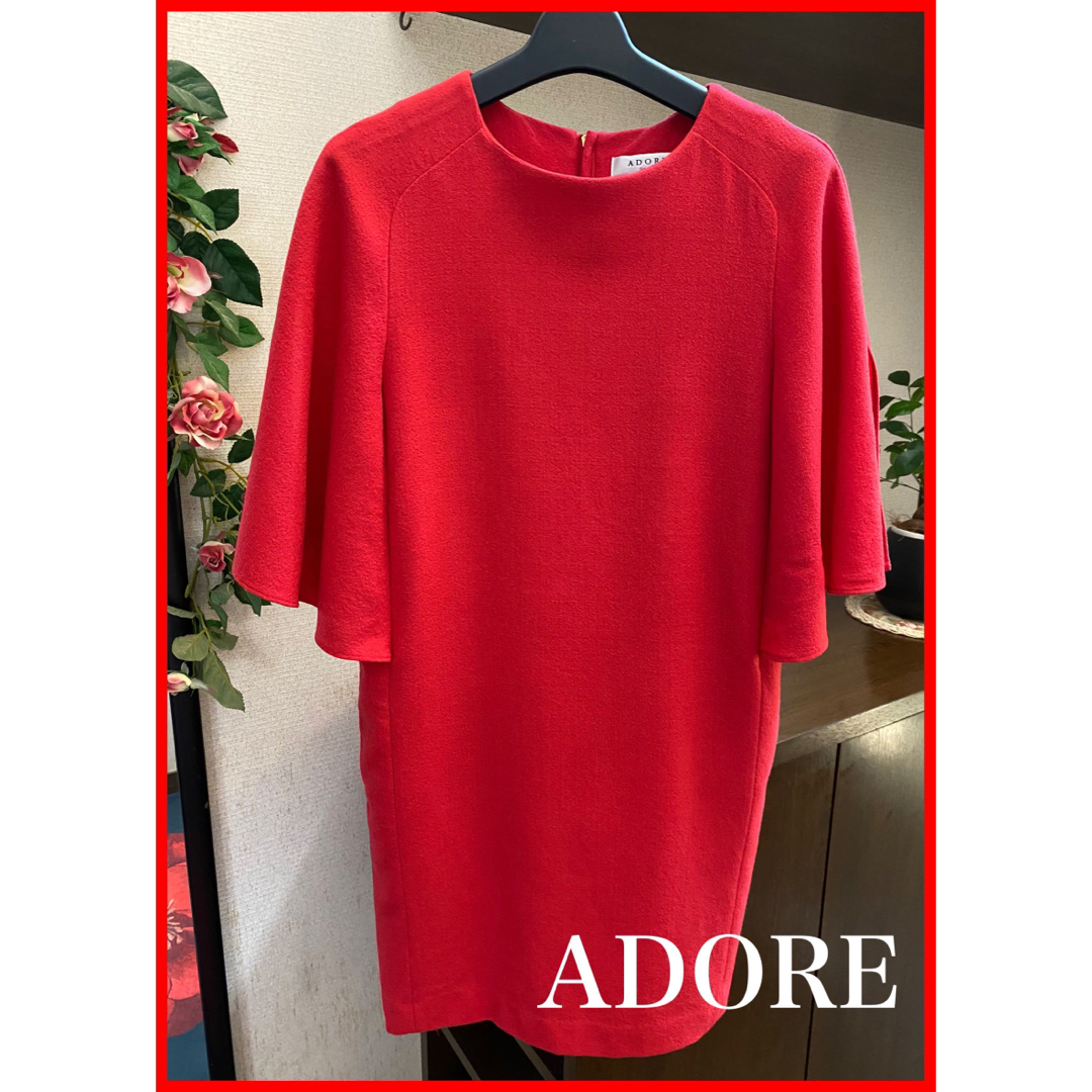 ADORE(アドーア)の最終お値下げ‼️ ADOR ワンピース　赤 レディースのワンピース(ひざ丈ワンピース)の商品写真