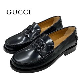 グッチ(Gucci)のグッチ GUCCI ローファー 革靴 靴 シューズ レザー ブラック 黒 未使用 インターロッキングG(ローファー/革靴)