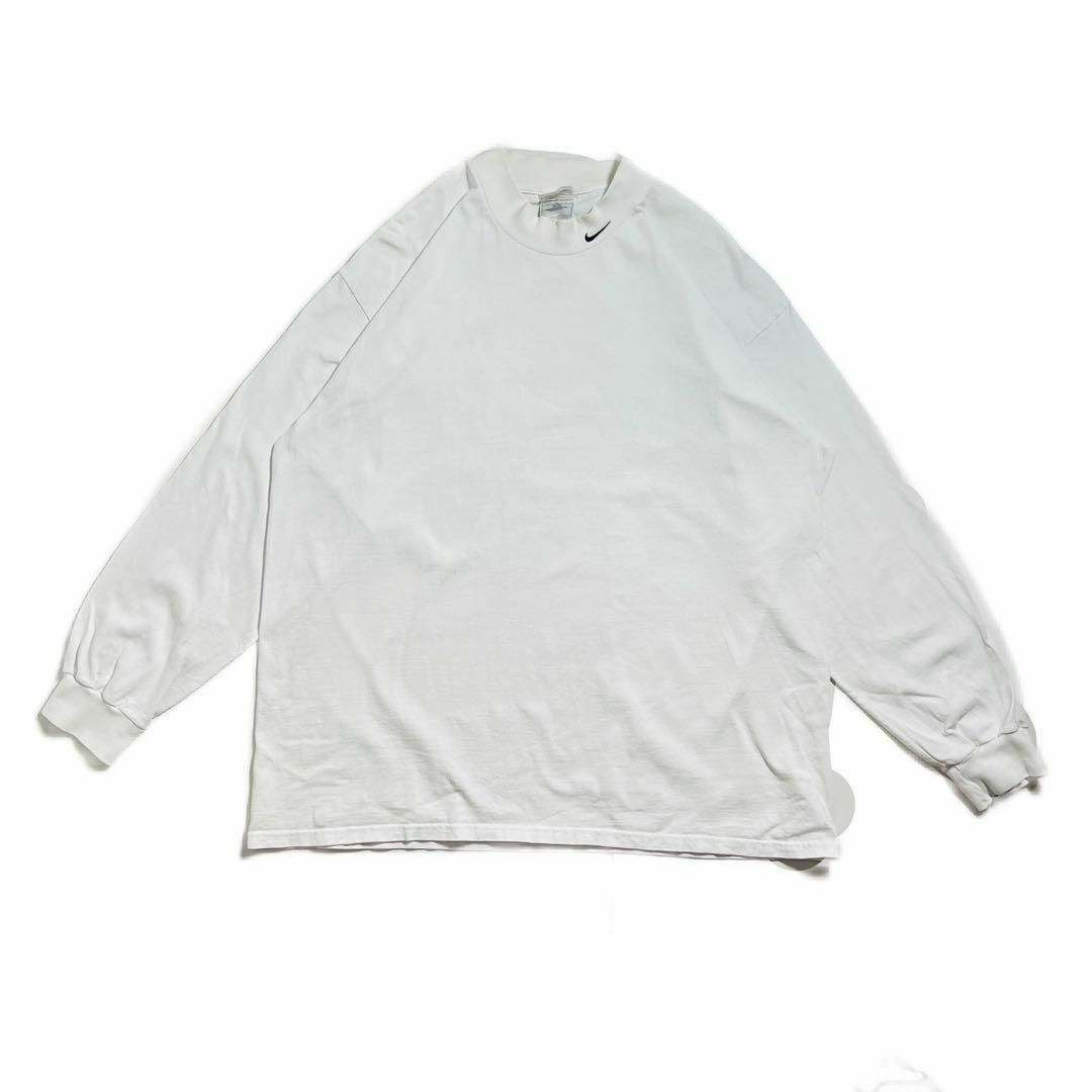 【Nike】90sナイキホワイトモックネックロングTシャツ コムドットやまと着用