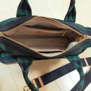 PRADA プラダ カナパ ボーダー ハンドバッグ トートバッグ 緑 黒