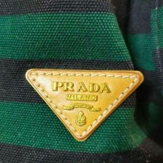 PRADA - PRADA プラダ カナパ ボーダー ハンドバッグ トートバッグ 緑