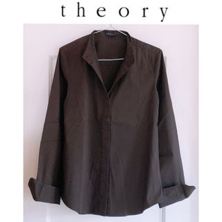 セオリー(theory)のtheory セオリー バンドカラー スタンドカラー 秋色シャツ ダークブラウン(シャツ/ブラウス(長袖/七分))