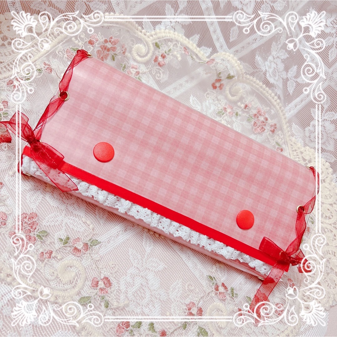 ♡軟質蛇腹ファイル♡　赤 レッド マステケース おすそ分けファイル ハンドメイドの文具/ステーショナリー(その他)の商品写真