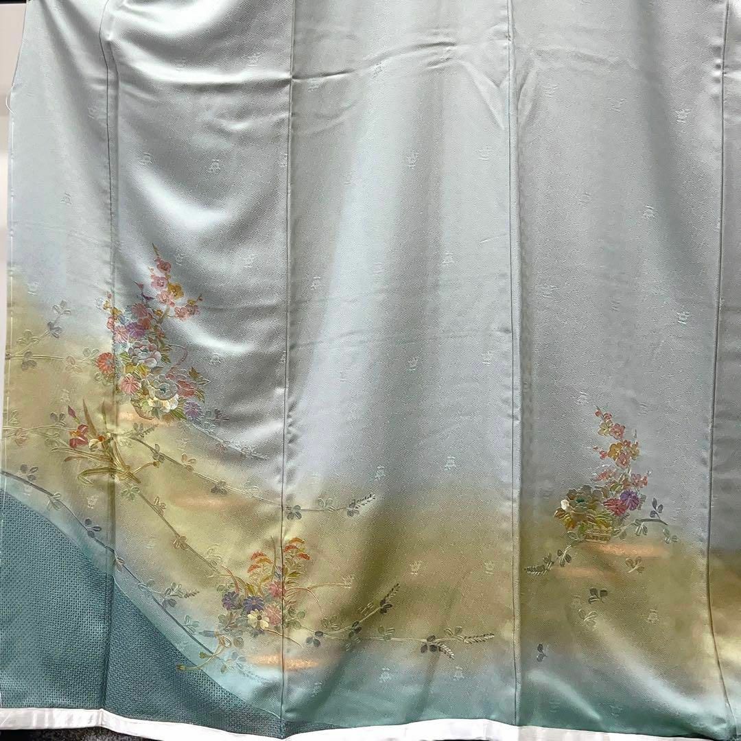 スワトウ刺繍 刺繍花模様の付け下げ 着物-