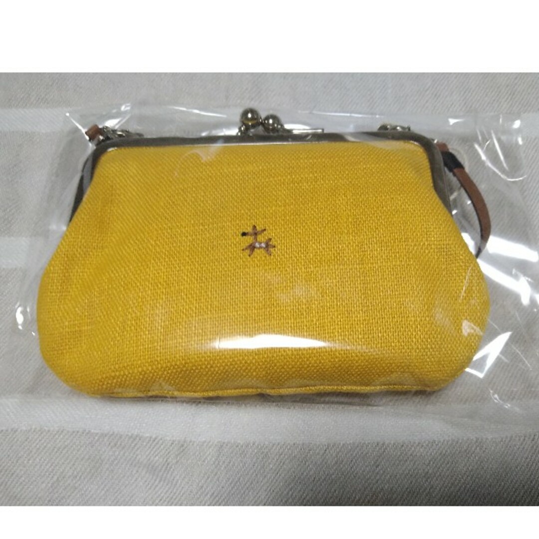 中川政七商店　鹿の家族　おでかけがま口ポーチ　黄色 レディースのファッション小物(ポーチ)の商品写真