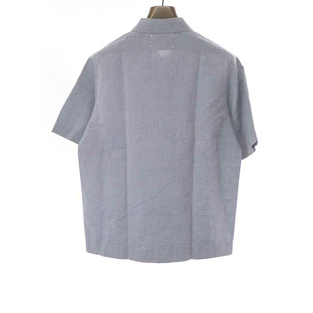 Maison Margiela メゾンマルジェラ 22SS MM刺繍オープンカラー半袖シャツ ブルーグレー