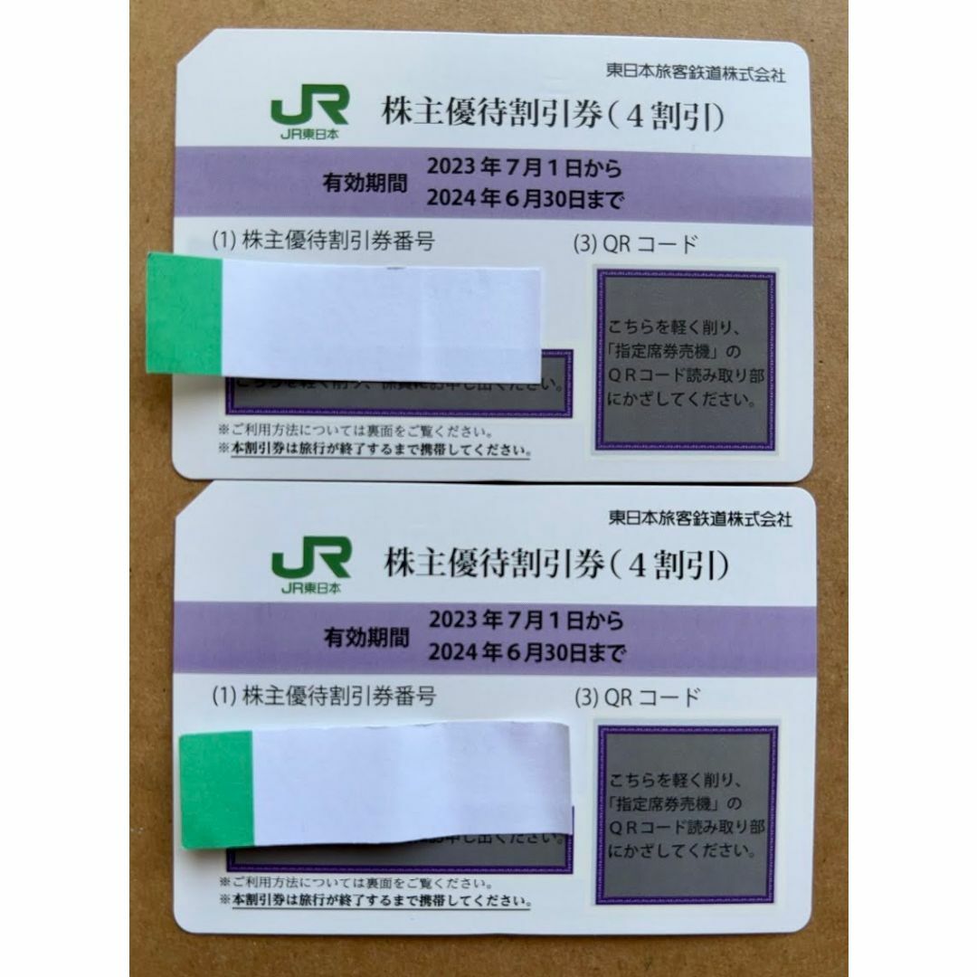 JR東日本 株主優待割引券（４割引）×2枚鉄道乗車券