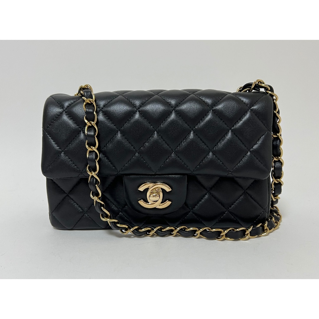 CHANEL シャネル ミニマトラッセ チェーンショルダーバッグ ラムスキン ブラック シャンパンゴールド金具 ランダム A69900 超美品