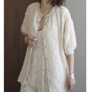 クラネ(CLANE)のCLANE  FRINGE HALF SLEEVE CARDIGAN(カーディガン)