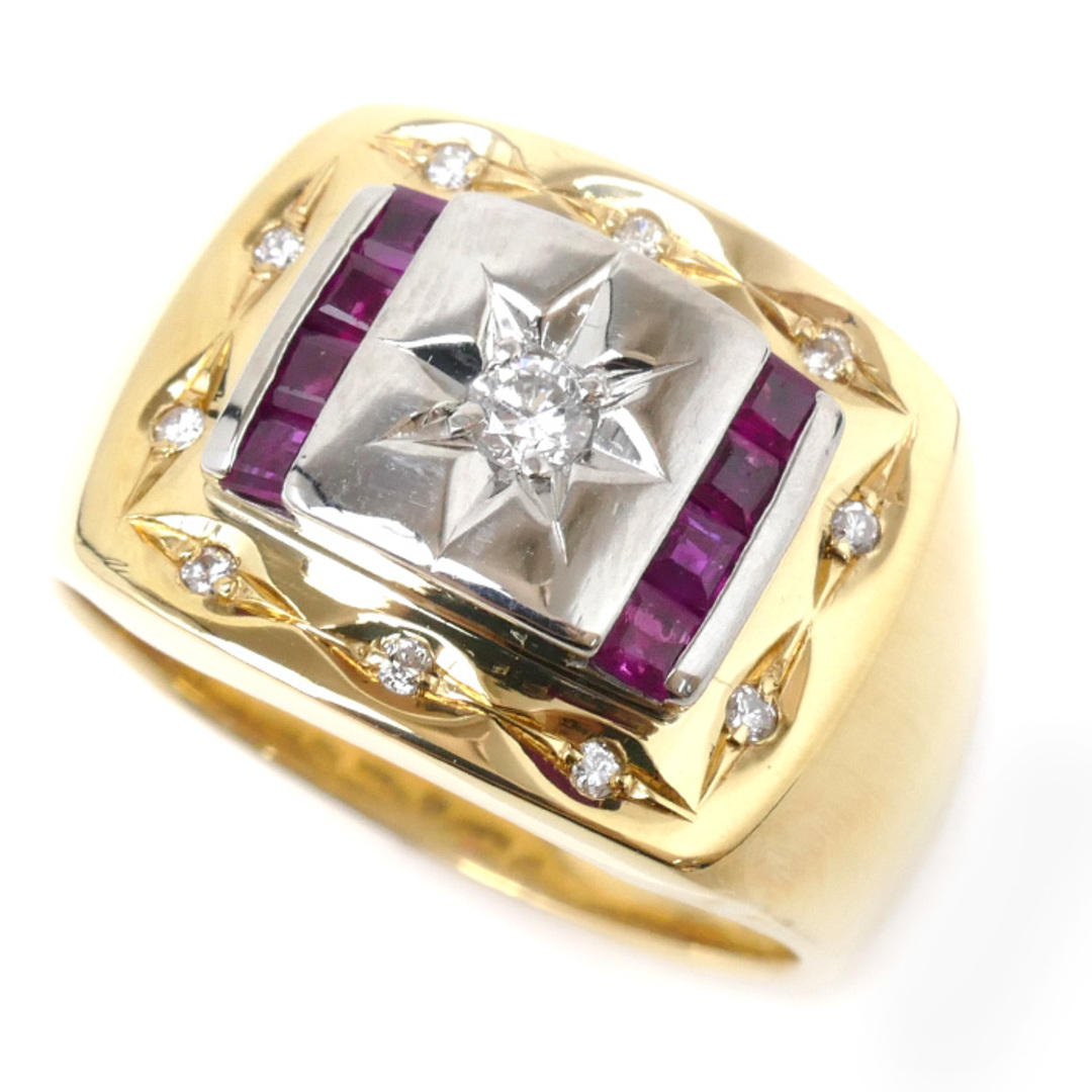Pt900 K18YG プラチナ イエローゴールド リング ダイヤモンド0.22ct