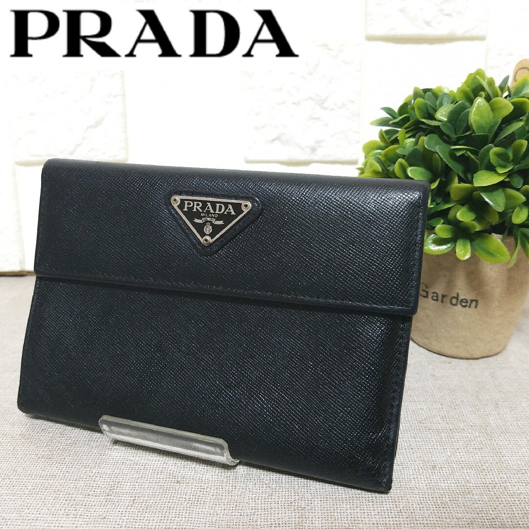 ✨美品✨PRADA サフィアーノレザー 二つ折り 長財布 ブラック メタルロゴ承知しました