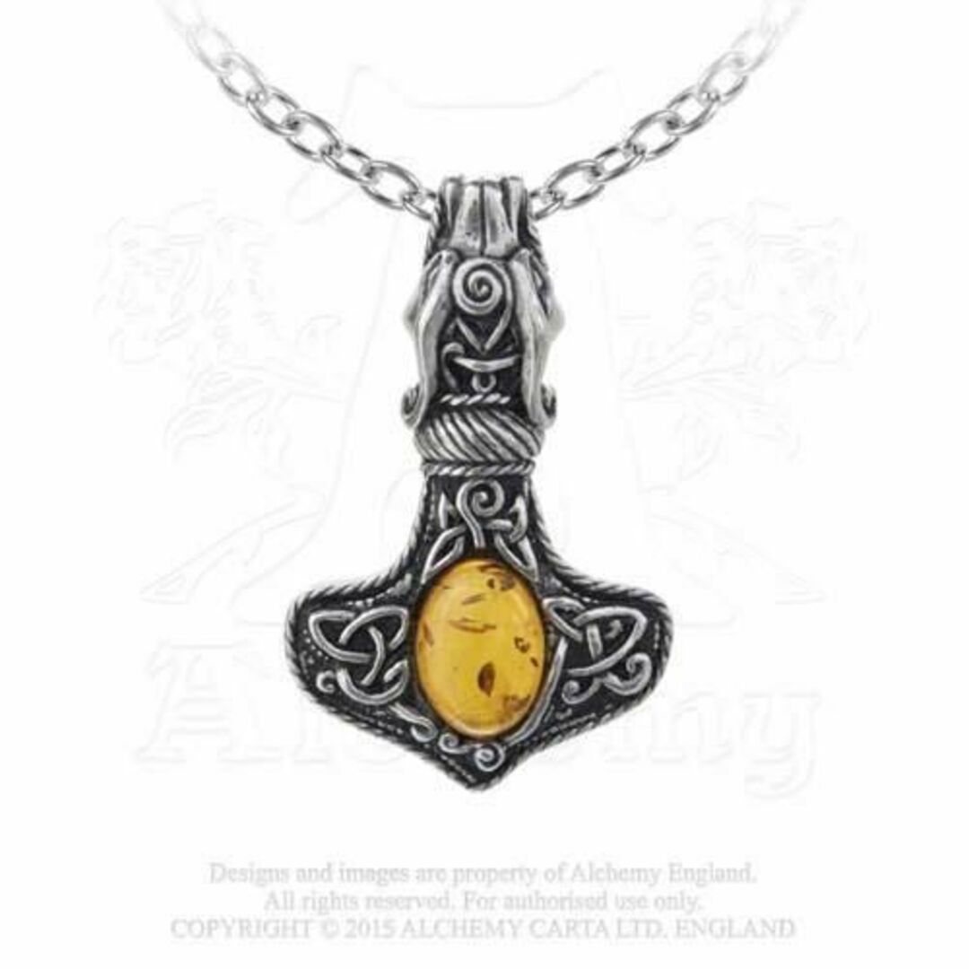 ネックレスAlchemy Gothic Amber Dragon Thorhammer