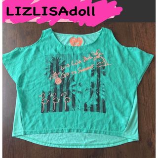 リズリサドール(LIZ LISA doll)のLIZLISAdoll 肩開き 半袖 Tシャツ トップス カットソー グリーン(Tシャツ(半袖/袖なし))