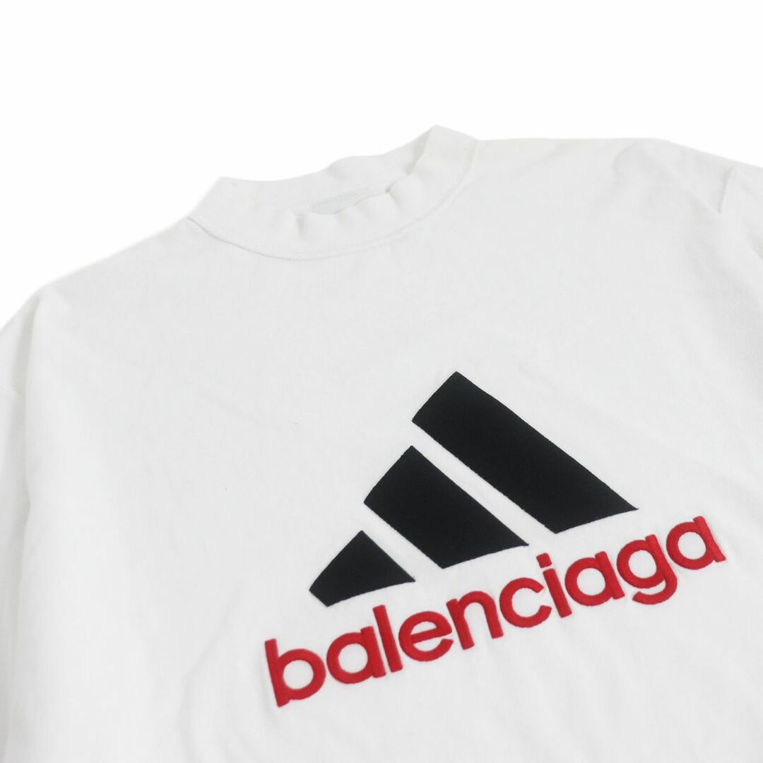 極美品□23SS BALENCIAGA×adidas バレンシアガ アディダス 731769 パフォーマンスロゴ モックネック オーバーサイズTシャツ  白 1 正規品