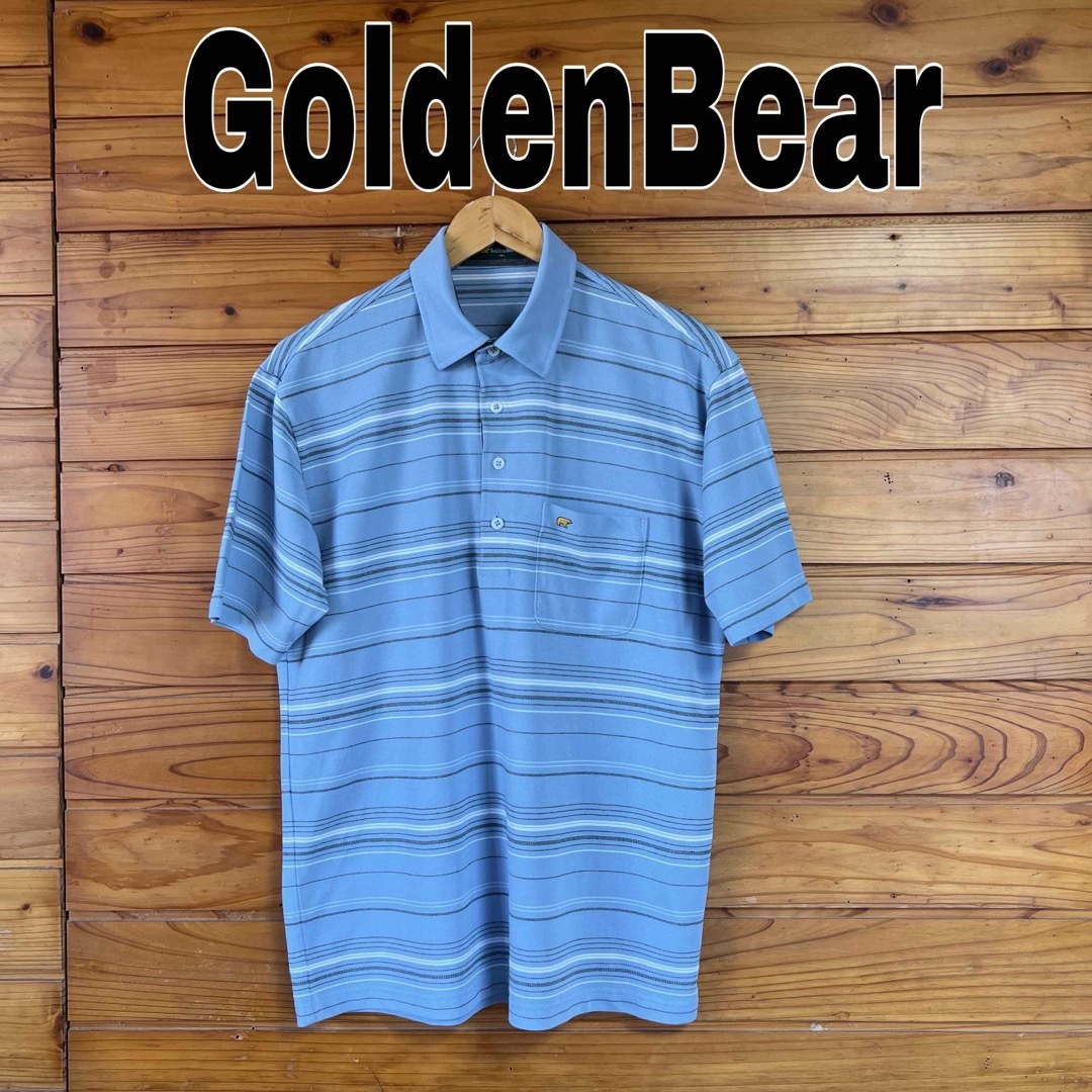 Golden Bear(ゴールデンベア)のゴールデンベア　ボーダー　ポロシャツ   水色 メンズのトップス(ポロシャツ)の商品写真