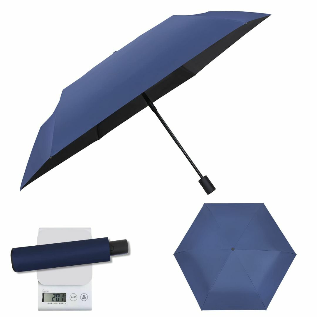 【色: 自動-ネイビー】日傘 折り畳み傘 超軽量135g 晴雨兼用 99.9％以