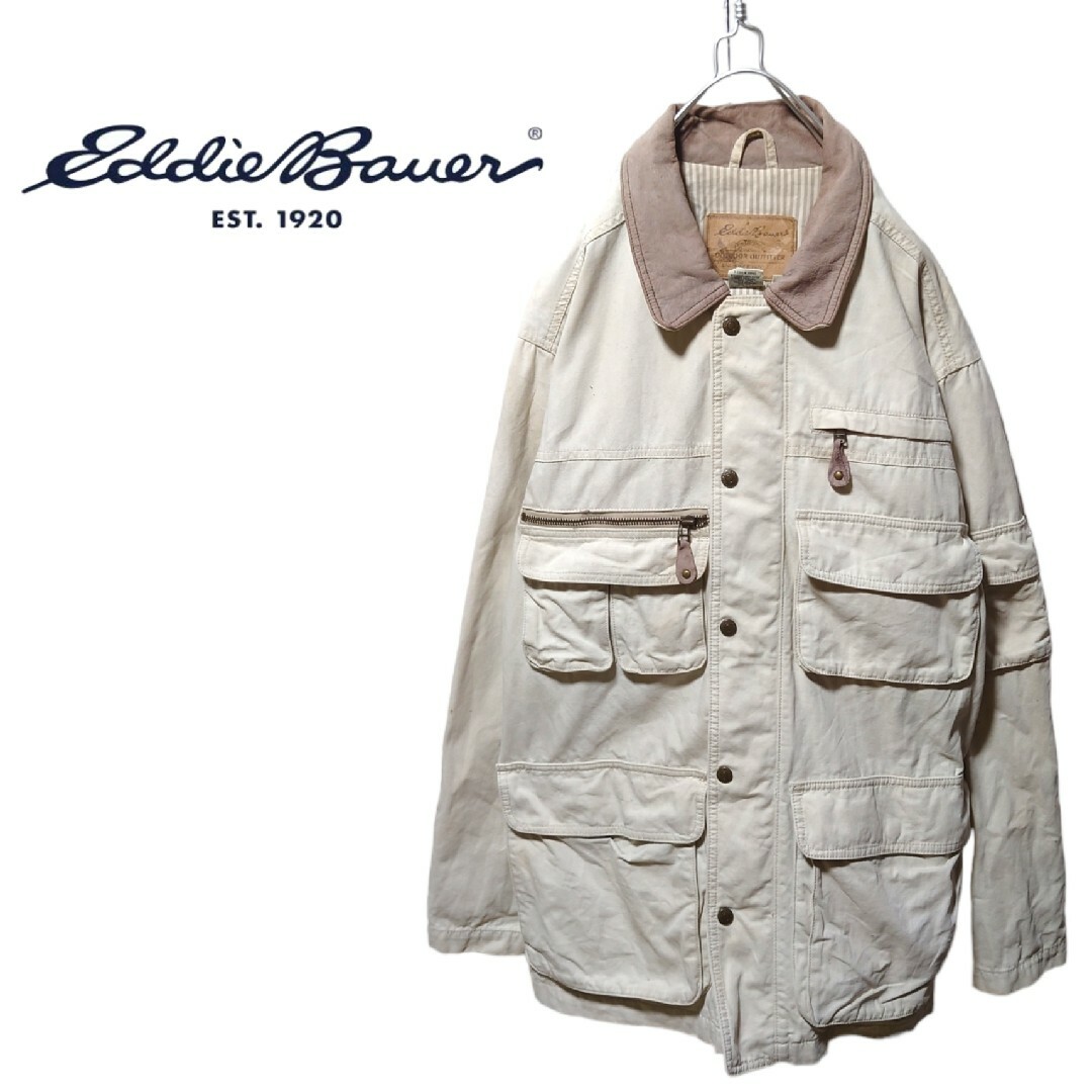 Eddie Bauer - 【Eddie Bauer】レザー襟 ハンティングジャケット A