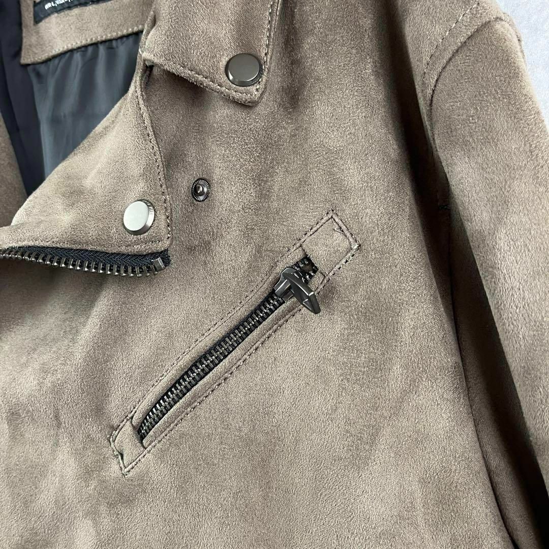 美品 ZARA ザラ フェイクスエードレザー ダブルライダースジャケット L