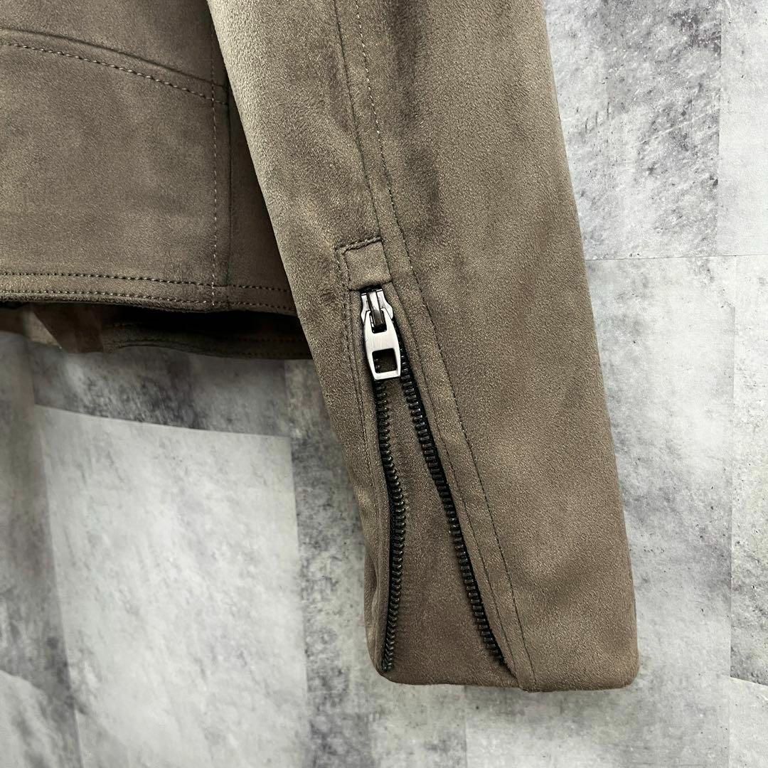 美品 ZARA ザラ フェイクスエードレザー ダブルライダースジャケット L