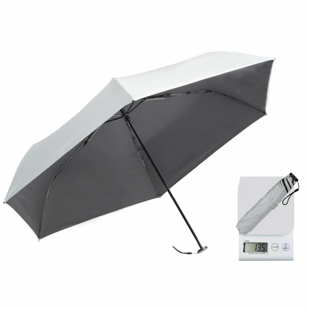 【色: グレー】日傘 折り畳み傘 超軽量135g 晴雨兼用 99.9％以上UVカ