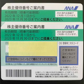 エーエヌエー(ゼンニッポンクウユ)(ANA(全日本空輸))のANA株主優待券　2枚(ショッピング)