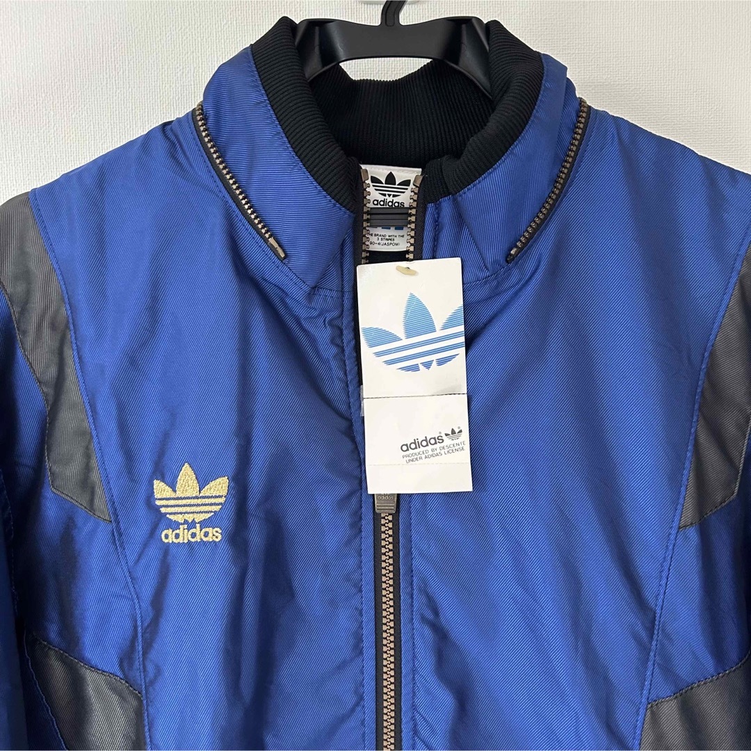 新品　90s 西ドイツadidas ナイロンジャケット　裏起毛　メタリックブルー