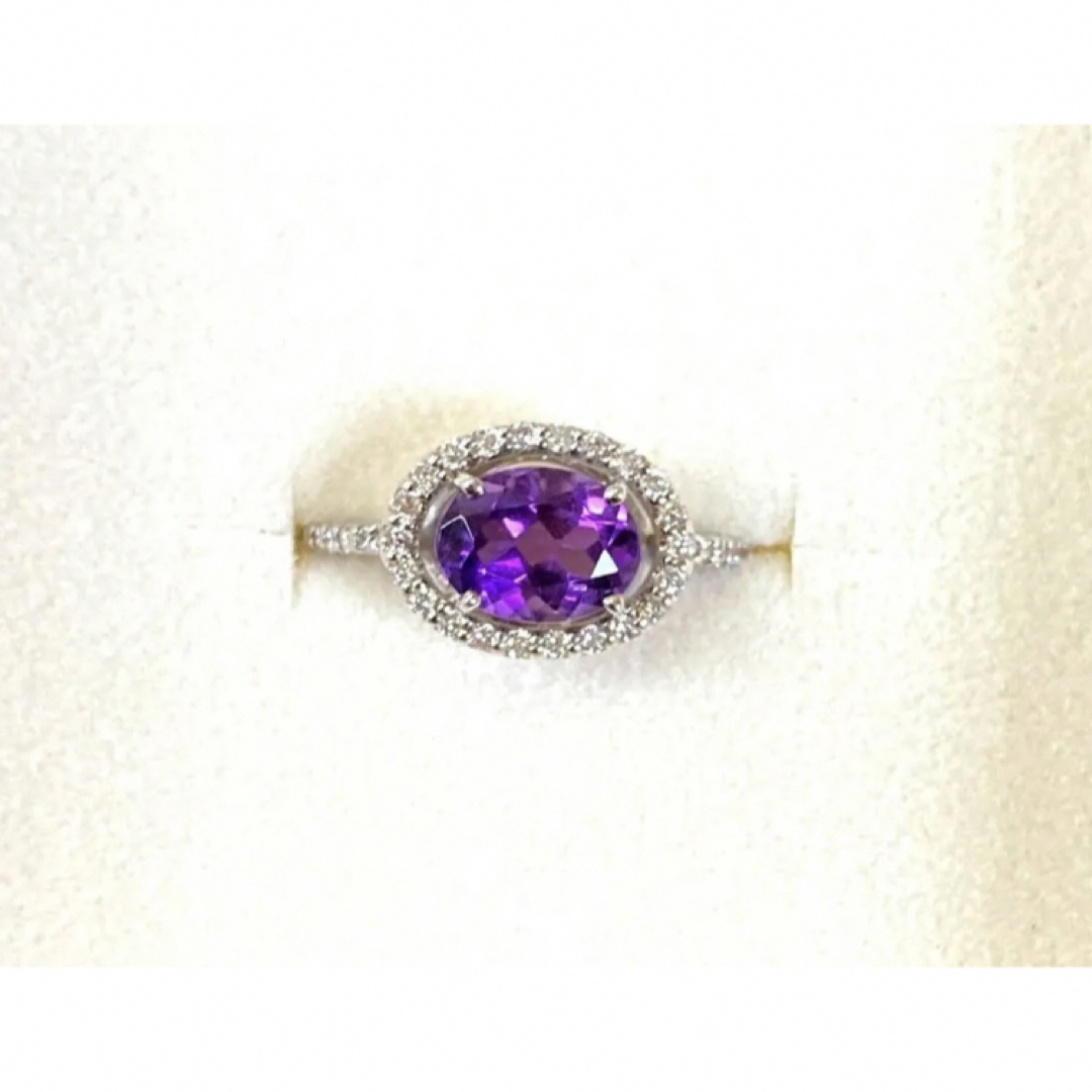 アメジスト　ダイヤモンド　プラチナ900 リング　9号 レディースのアクセサリー(リング(指輪))の商品写真