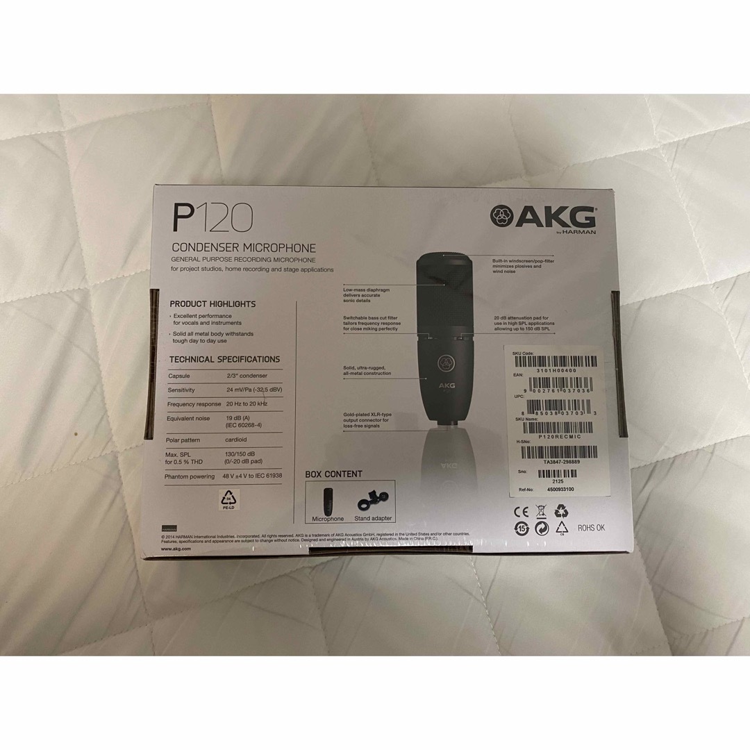 AKG(アーカーゲー)の【otowa様専用】AKG ( アーカーゲー ) P120 コンデンサーマイク 楽器のレコーディング/PA機器(マイク)の商品写真
