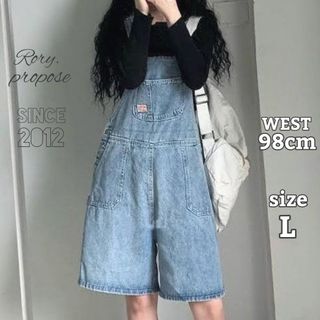 デニム サロペット パンツ レディース サロペットパンツ ハーフオーバーオール(デニム/ジーンズ)