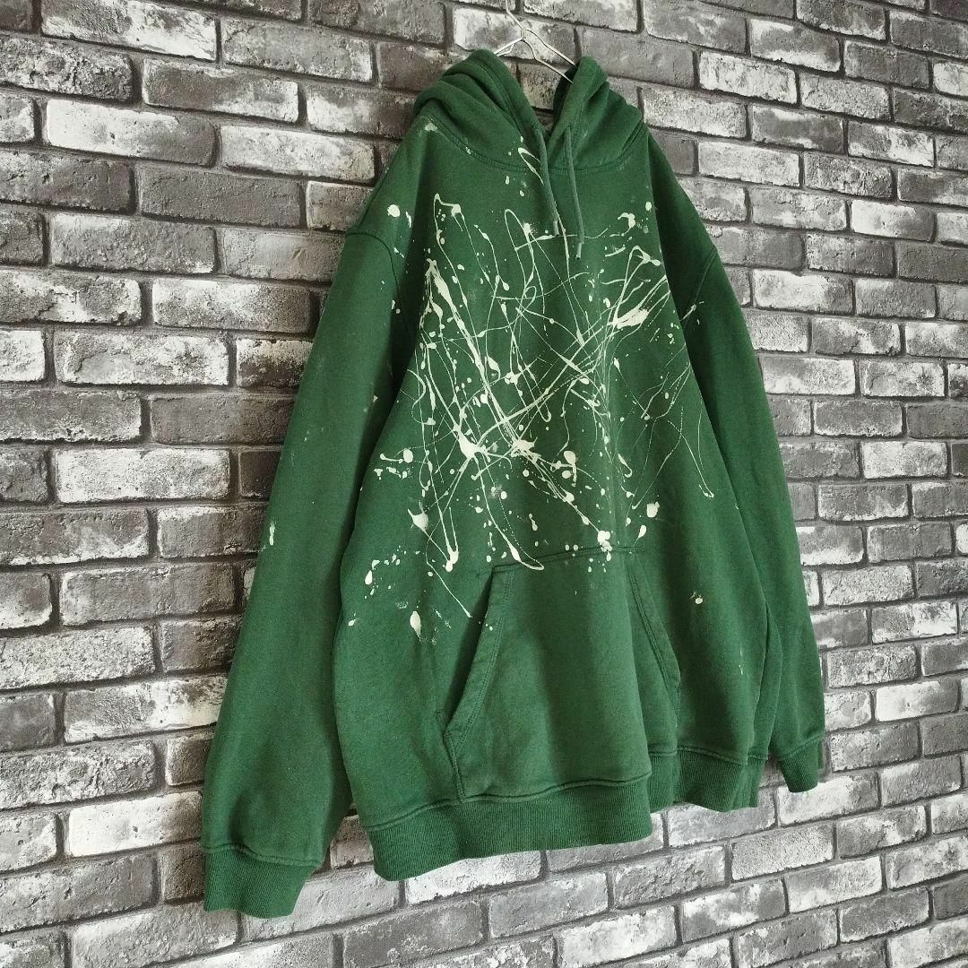 ボロパーカー】刺繍デザイン ブラック ダメージ レトロ 使用感 古着-