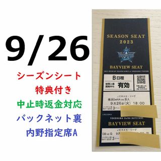 ヨコハマディーエヌエーベイスターズ(横浜DeNAベイスターズ)の【中止補償】9/26横浜DeNAベイスターズ×巨人 横浜スタジアムネット裏(野球)