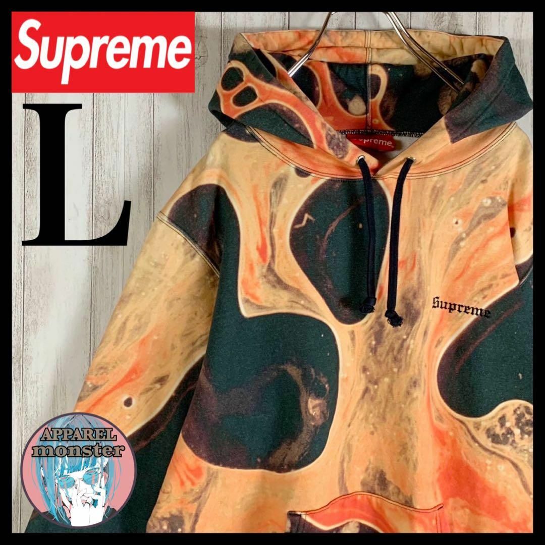 【希少デザイン】Supreme デカロゴ　即完売モデル　入手困難　パーカー　L