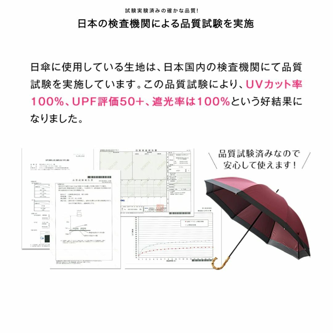 【色: ネイビー】Ombrage 完全遮光 日傘 ショートパラソル 親骨50cm 2