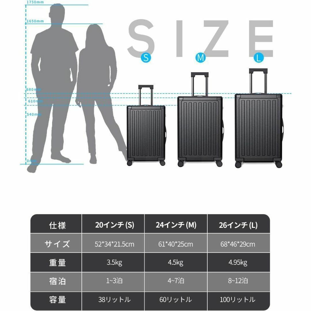 S【ファスナー】スーツケース キャリーケース 360度回転 機内持ち込み