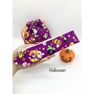 ハロウィン⑧スリムペンケース☆はいから横丁（パープル）1点限り(ポーチ)