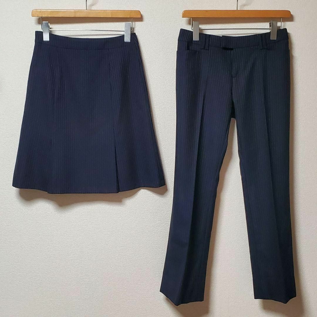 洋服の青山 × 佐々木希 スカート パンツ スーツ セットアップ ネイビー-