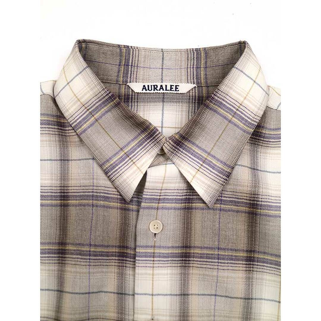 AURALEE オーラリー 23AW SUPER LIGHT WOOL CHECK SHIRT スーパーライトウールチェックシャツ ブラウン 4