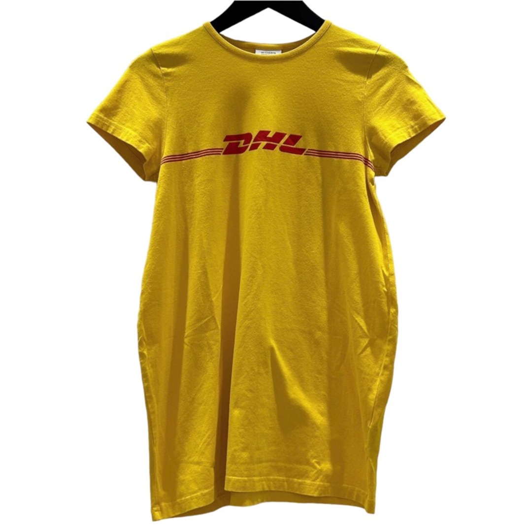 ヴェトモン VETEMENTS DHLロゴTシャツ イエロー/レッド コットン メンズ 半袖Ｔシャツ