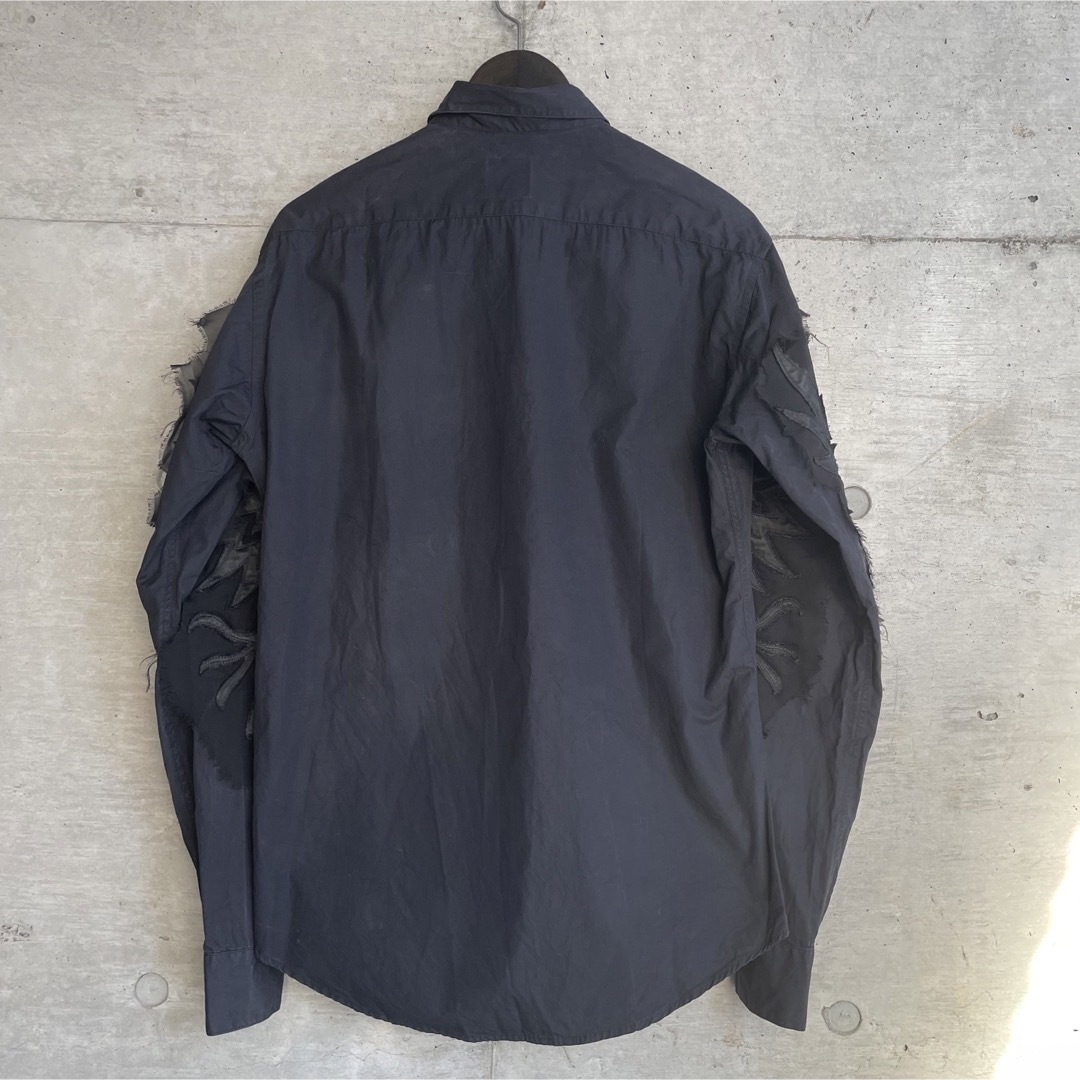 TSUTSU 袖 デザインパッチワーク コットンドレスシャツ